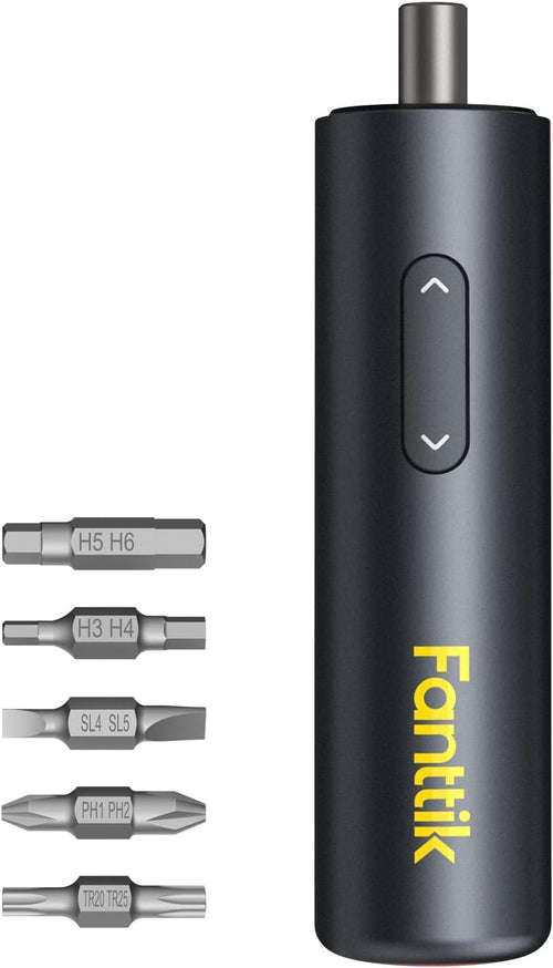 Cordless Electric Screwdriver, 5 N.m Torque, 320 RPM, LED Light, 1/4'' Hex with 5 Double-Ended Bits