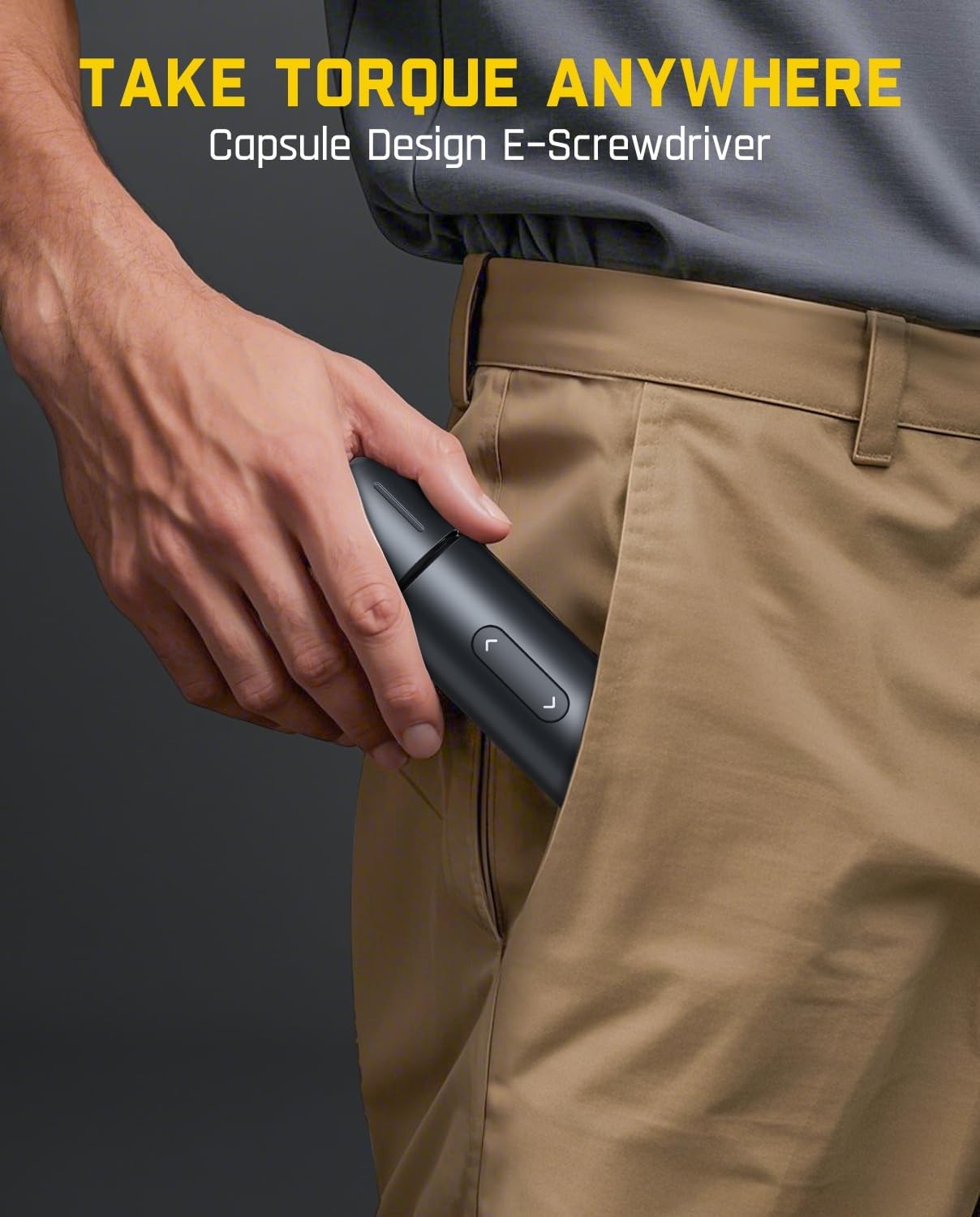 Cordless Electric Screwdriver, 5 N.m Torque, 320 RPM, LED Light, 1/4'' Hex with 5 Double-Ended Bits