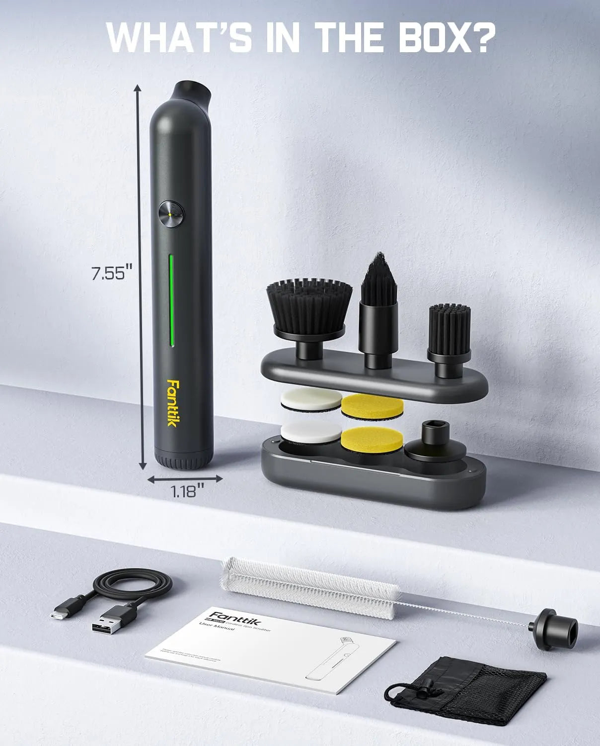 Cordless Spin Scrubber with LED Display, IPX7 Waterproof, 8 Replaceable Brush Heads for Bathroom & Tile Cleaning