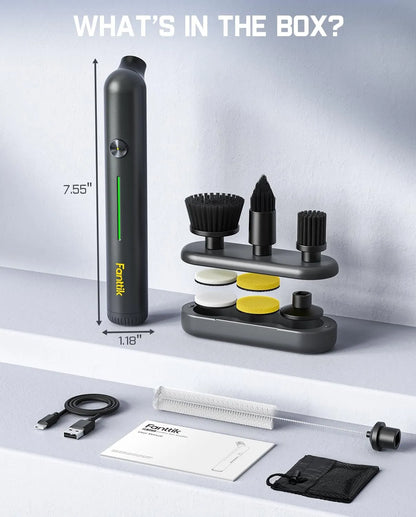 Cordless Spin Scrubber with LED Display, IPX7 Waterproof, 8 Replaceable Brush Heads for Bathroom & Tile Cleaning