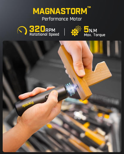 Cordless Electric Screwdriver, 5 N.m Torque, 320 RPM, LED Light, 1/4'' Hex with 5 Double-Ended Bits