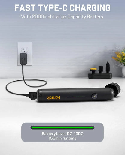 Cordless Spin Scrubber with LED Display, IPX7 Waterproof, 8 Replaceable Brush Heads for Bathroom & Tile Cleaning