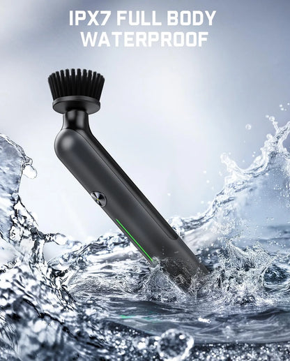 Cordless Spin Scrubber with LED Display, IPX7 Waterproof, 8 Replaceable Brush Heads for Bathroom & Tile Cleaning